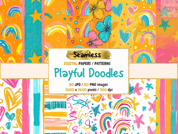 Download Playful Doodles Seamless Digital Papers - Premium Resources