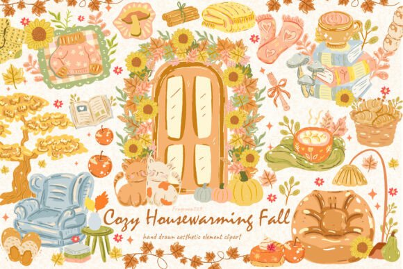 Download Cozy Aesthetic Fall Bookish Clipart SVG - Fall Collection