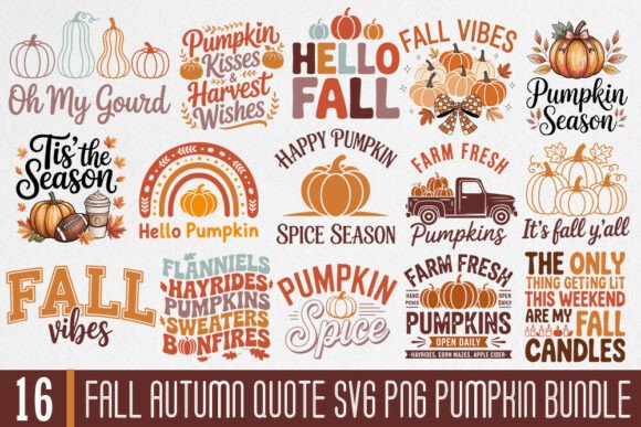 Download Fall Autumn Quote SVG PNG Pumpkin Bundle - Fall Collection