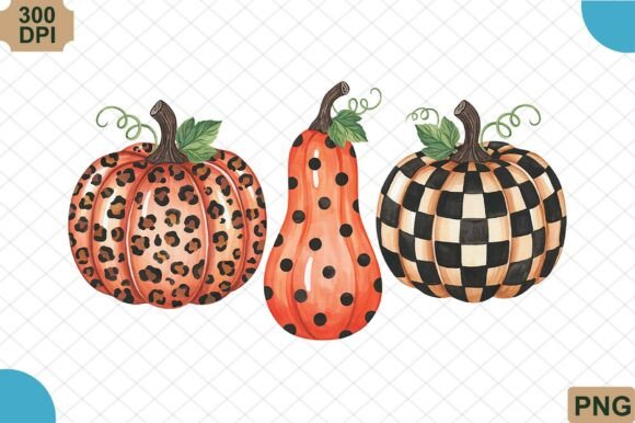 Download Fall Pattern Pumpkins Watercolor PNG - Fall Collection