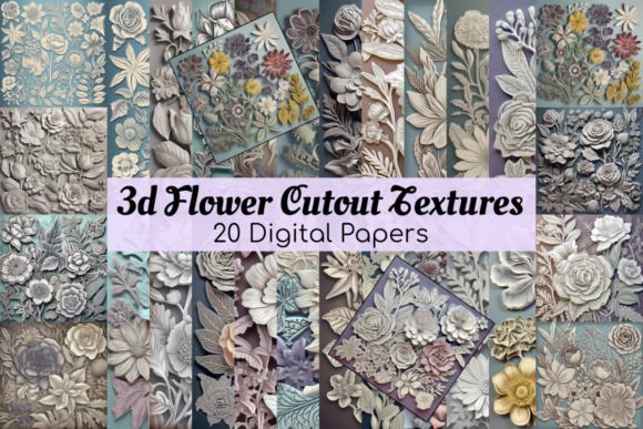 Download 3d Floral Flower Cutouts Digital Papers - Digital papers Collection