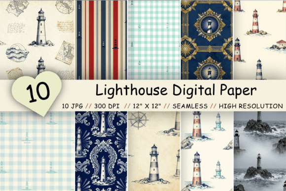Download Lighthouse Digital Paper Pack, Coastal - Paper pack Collection