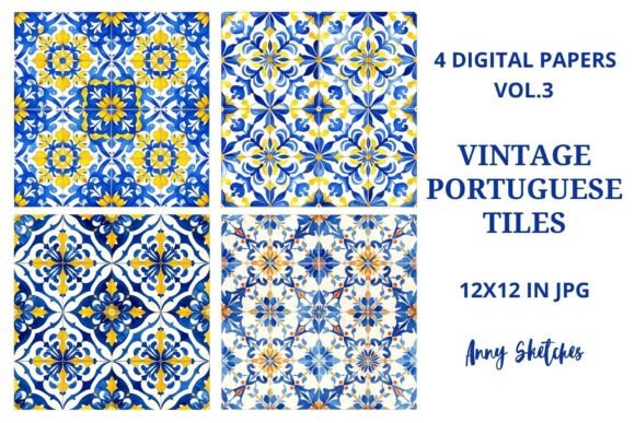 Download Vintage Portuguese Tiles Digital Papers - Digital papers Collection