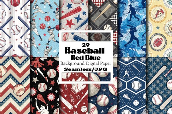 Download Baseball Red Blue Digital Papers Designs - Digital papers Collection