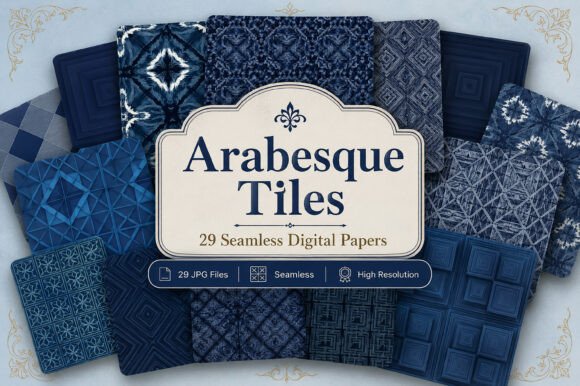 Download Arabesque Tiles Digital Papers Set - Digital papers Collection