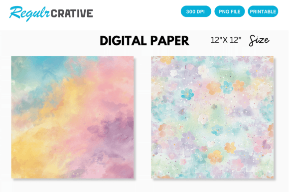 Download Rainbow Color Pastel Digital Paper Pack - Paper pack Collection