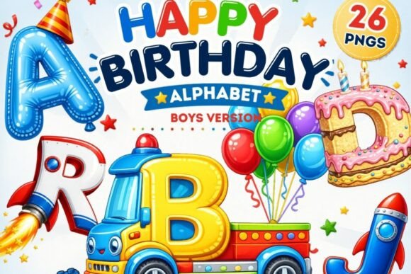 Download Birthday Alphabet PNG Bundle | 26 Boys - Birthday Collection