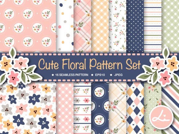 Download Cute Floral Digital Papers Set - Premium Bundle